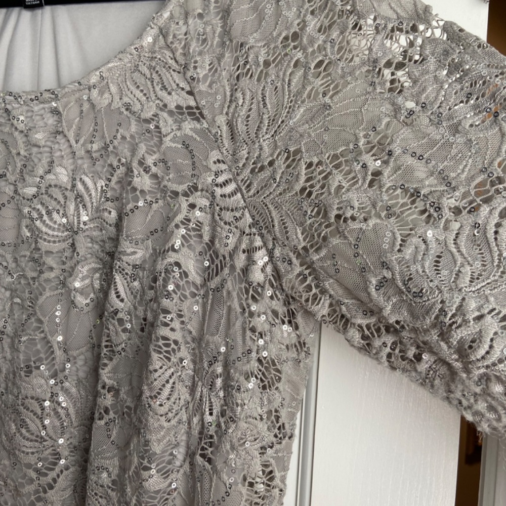 Dressbarn Roz & Ali Dress Gray with Sparkle - Picture 5 of 6